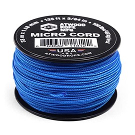 Atwood Rope MFG Micro Utility Cord 1.18mm X 125ft Reusable Spool | Tactical Nylon/Polyester Fishing Gear, Jewelry Making, Camping Accessories (Blue)