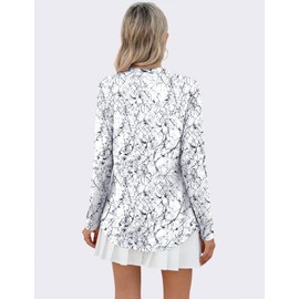 Micoson Womens Golf Pullover Quarter Zip Long Sleeve Sun Shirts Soft Breathable Summer Quick Dry Moisture Wicking Tops White Black Print L