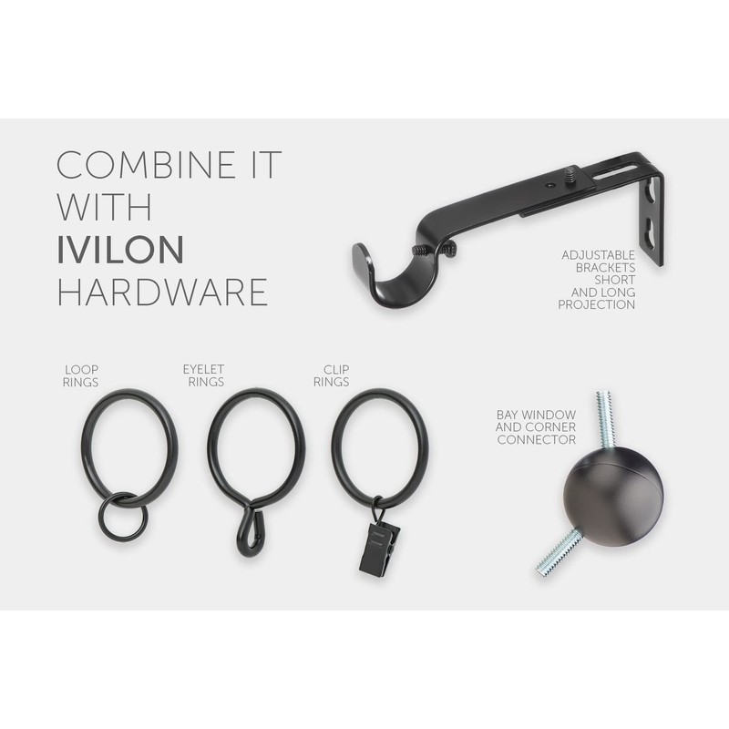 Ivilon Window Curtain Rod Decorative End Cap Design, 1 Inch