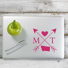 Yoonek Graphics Montana Love Cross Arrow State MT Decal Sticker for Car Window, Laptop and More. # 1091 (4" x 4", Custom)