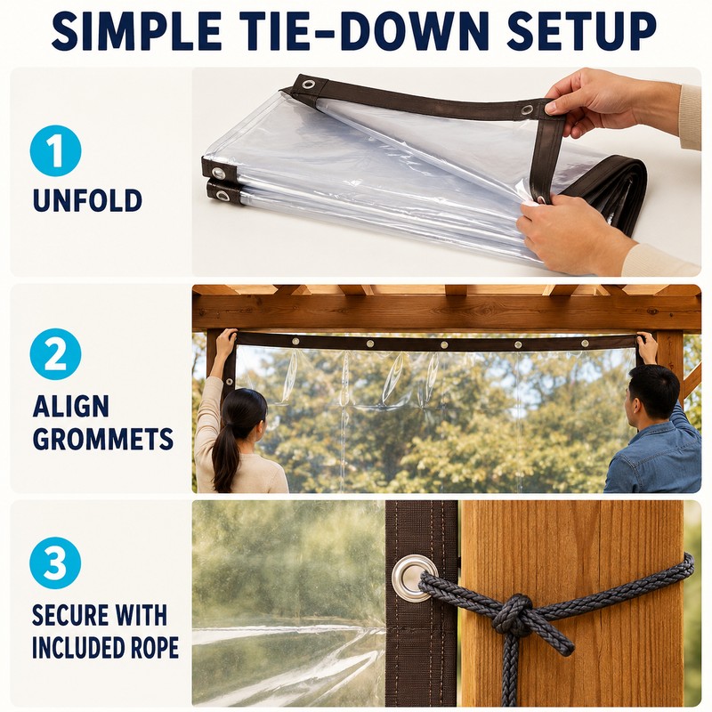 Transparent Waterproof PE Tarp with Reinforced Edges & Grommets