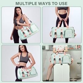 Siudaro Small Gym Bag for Women, Waterproof Travel Duffle Bag Carry On Weekender Bag with Shoe Compartment & Wet Pocket, Tote Bag for Travel, Workout, Sport