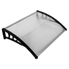 Patio Door Window Awning Canopy, Polycarbonate Cover Front Door Outdoor Patio Awning Canopy UV Rain Snow Protection Hollow Sheet (40" x 32", White Canopy/Black Bracket)