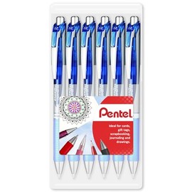 Pentel EnerGel BL80 - Retractable Liquid Gel Ink Pen - 1.0mm - 54% Recycled - Clam Pack Gift Set of 6 - Blue Ink