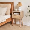 IBUYKE Rattan Nightstand, Boho Side Table with Drawer Open Shelf,