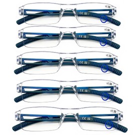 AQWANO Rimless Computer Reading Glasses Blue Light Blocking, 5 Pack Fashion Clear Frame Readers for Women Men Lightweight & Comfortable Anti Glare, 1.0
