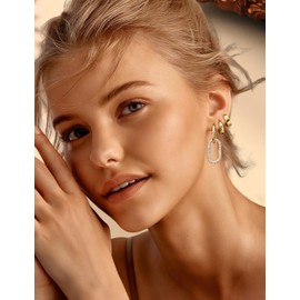 Florideco 3Pairs Chunky Gold Earrings Set 14K Gold Plated Hoop Earrings for Women Trendy Small Thick Huggie Hoops Earring Lightweight Hoop Earring Sets for Multiple Piercings