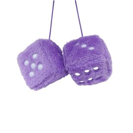 1 Pair Retro Dots Fuzzy Dice Car Mirror Hanging, Cubic Square Plush Dice Auto Rearview Mirror Dice for Car Ornament Decoration (Purple)