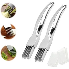 2 Packs Shred Silk the Knife, 2024 New ShredKnife Shred Silk the Knife Stainless SteelChopped Green Onion Knife Onion Slicer ThinMultifunctional Vegetable Cutter & SlicerKitchen Tool Easy to Use