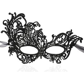 ZSPERKLA Masquerade Mask for Women Lace Masks Venetian Mardi Gras Prom Ball Mask Party Costume Accessory (Mysterious Queen - Black)