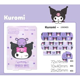 Bandal & Neoul Juego de 48 Vendas de Varios Tamaños de Kuromi Y Cinnamoroll (4 Cajas de 12 Unidades Cada Una) - Con Licencia Oficial