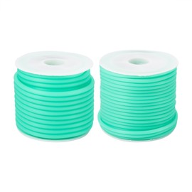 Cheriswelry Hollow Pipe Rubber Cords 2mm 3mm PVC Tubular Tube Cords Knitting Barber Cord Medium Turquoise Tubing Cords for DIY Craft Necklace Bracelet Jewelry Making, 2 Rolls