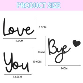 MUNSKT 1 Set Love You Bye Wall Decoration, Black Wooden Modern Home Decoration, Equipped with Double Sided Strong Tape, Used for Living Room Wall Decoration
