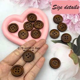 DHER Pack of 20 Wooden Buttons, Wooden Buttons, Beautiful Wooden Buttons, 4 Hole Round Buttons, Shirt Clothes, Coat, Wooden Buttons, Sewing Accessories (Coffee Colour, 20 mm)