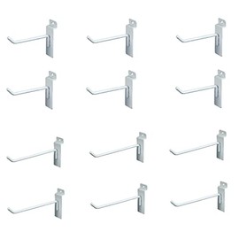 Dazzling Displays Box of 12 (Six 4-Inch and Six 6-Inch) White Metal Slatwall Hooks