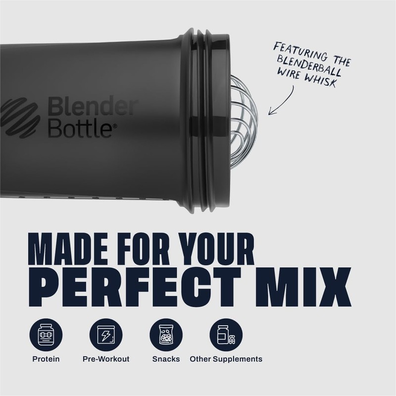 BlenderBottle Shaker Bottle with Pill Organizer and Storage for Protein