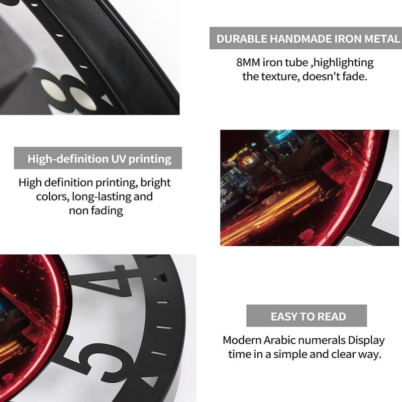 25cm Artistic Iron Round Wall Clock for Modern Living Roomsheet