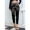 Women's Tapered Satin Pants Elastic Waist Business Work Casual Ankle