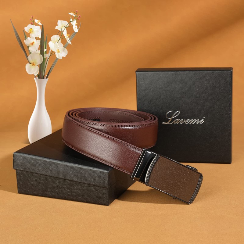 Dante Men's Real Leather Ratchet Dress Belt with Automatic Buckle,Elegant