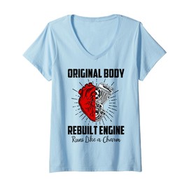 Womens Funny Open Heart Surgery Recovery Survivor Gifts Men Women V-Neck T-Shirt