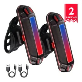 Luz Trasera LED Jeeyee Recargable USB Roja y Azul 800 lm IPX4 para Bicicleta