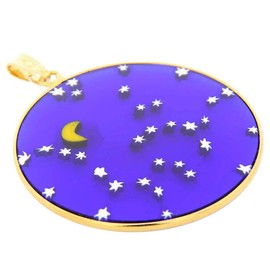 GlassOfVenice Murano Glass Millefiori Pendant "Starry Night" in Gold-Plated Frame 1-1/2"