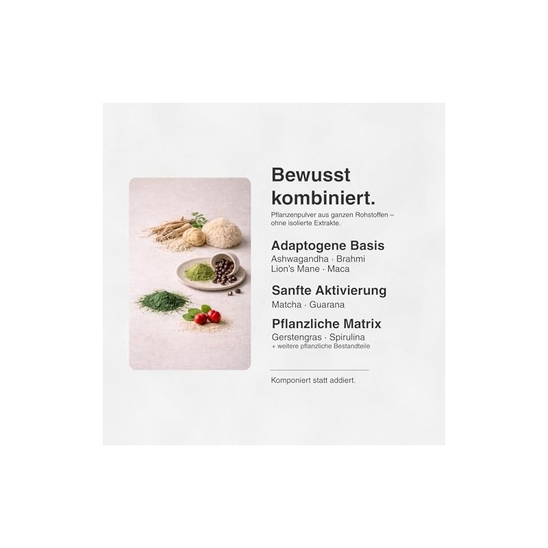 Focus Powder Drink with Adaptogens & Plants - Concentration, Mental