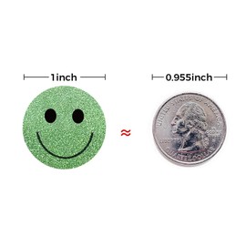 Yeachlaing 1 Inch Shiny Happy Face Stickers Circle Dots Labels Reward Stickers Teachers Sticker (500PCS,Green)