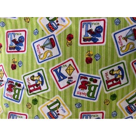 Sesame Street FABRIC A B C Sesame Street Workshop 2007 Green Quilter Sewing BTHY Cotton Rare!