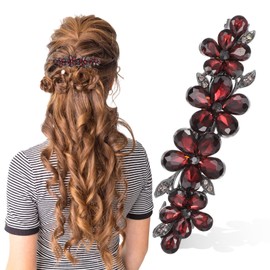 Shimmeroo Red Bridal Hair Accessories,Diamante Hair Clips for Women
