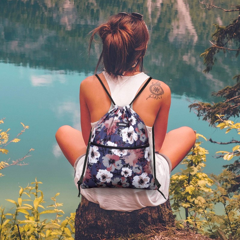 Drawstring Backpack String Bag Sackpack Cinch Water Resistant Nylon for