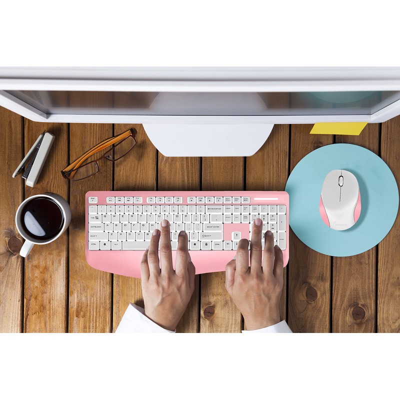 Impecca Pink Wireless Keyboard and Mouse Combo for Computer with