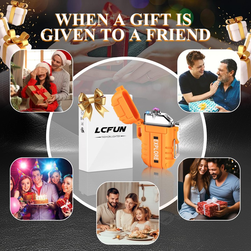LcFun Electric Lighter - USB C Rechargeable, Windproof, Waterproof Flameless
