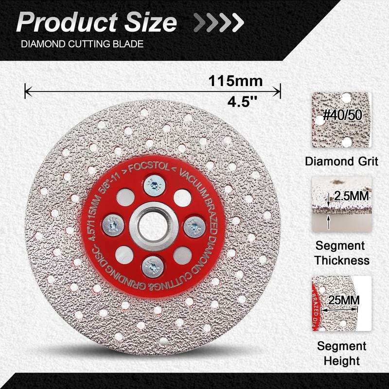 FOCSTOL Diamond Cutting Grinding Disc - 4.5 Inch(115mm) Double Side