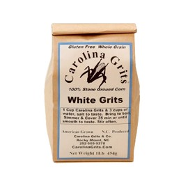 Carolina Grits Company Traditionally Stone Ground Carolina Grits, Whole Grain and Gluten Free (White, 1 Pack (16 ounces))