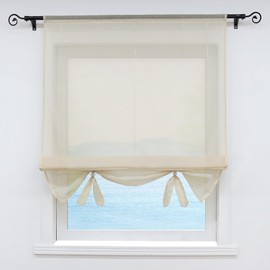 ESLIR Roman Blind Living Room Roman Curtain Drawstring Curtains Kitchen Transparent Ribbon Blind Curtains Modern Voile Sand W x H 60 x 155 cm 1 Piece