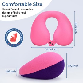 COOLBEBE Kids Travel Neck Pillow Car Pillow for Kids Remarkable Head Chin Neck Support U-Shaped Pillows for Child(1, Pinkish Purple)