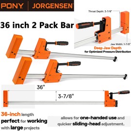JORGENSEN 36" Steel Bar Clamp 2PCS 90° Cabinet Master Parallel Jaw Bar Clamp Set