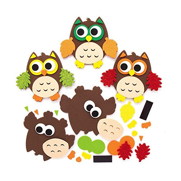 Baker Ross AX161 Autumn Owl Magnet Kits for Kids -