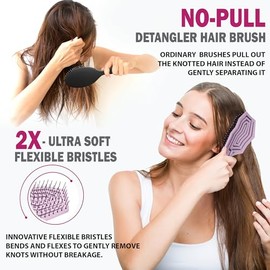 Fiora Naturals Cepillo Desenredante para el Cabello, 100% Respetuoso con el Medio Ambiente, Cepillo Desenredante con Cerdas Ultrasuaves, se desliza a través de enredos con facilidad, para Cabello Rizado, Liso, Mujeres, Hombres, Niños, Niños Pequeños, Húmedo y Seco