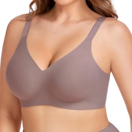 Gailife Smooth Wireless Bras for Women No Underwire Comfort Seamless Supportive Bra Raceback Push Up Bralettes Full Coverage -GR,XL Grey