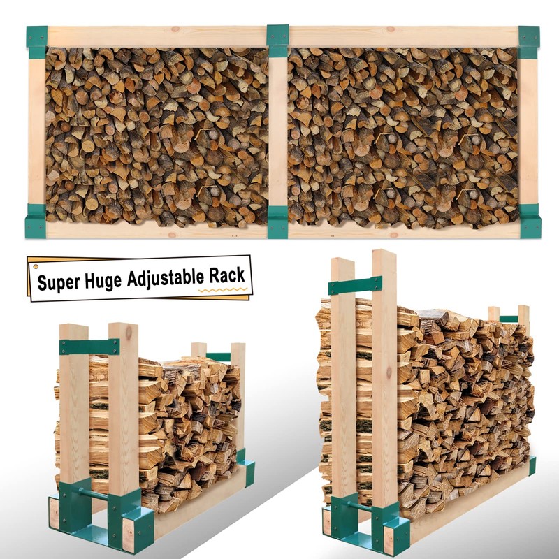 MOFEEZ Outdoor Firewood Log Storage Rack 2x4 Bracket Kit, Fireplace