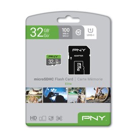 PNY 32GB Elite Class 10 U1 microSDHC Flash Memory Card - 100MB/s Read, Class 10, U1, Full HD, UHS-I, Micro SD