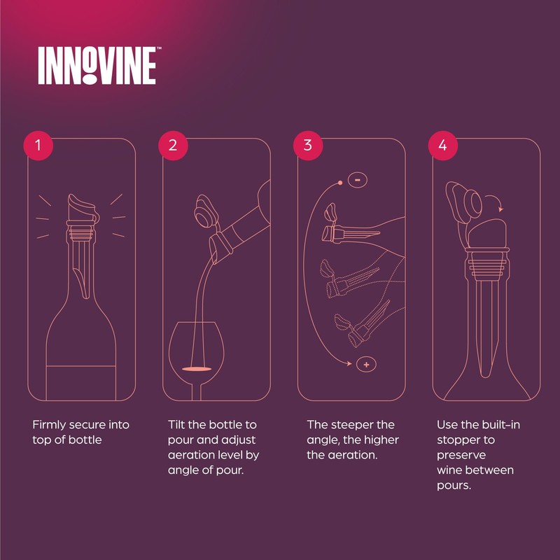 Innovine Wine Aerator Pourer with Built In Stopper, Tilt Design
