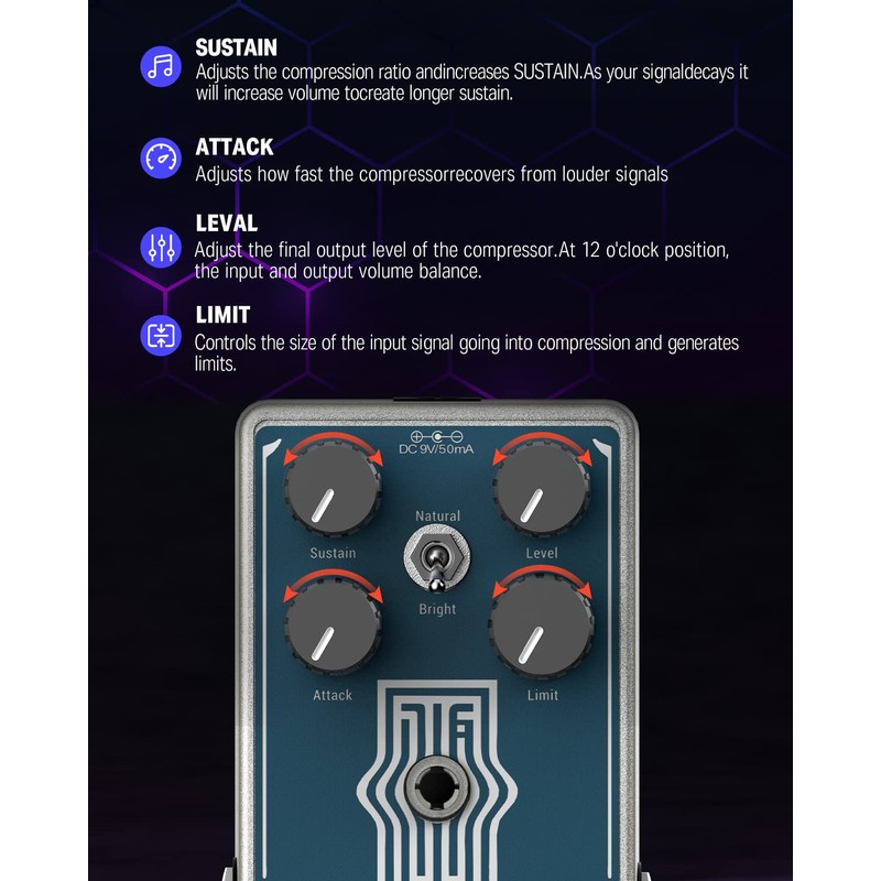 Donner Compressor Effector Compresses Excessive Input Signals & Preserves Original