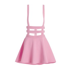 ZHANCHTONG Women's Elastic Waist Pleated Short Braces Skirt Mini Suspender Skirt(Pink,XXL)