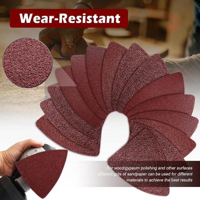 106pcs Oscillating Tool Sanding Kit with 3 Triangle 3 Finger