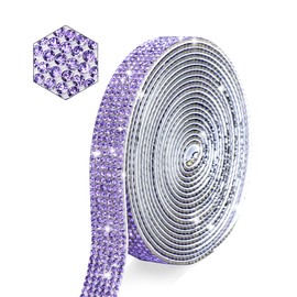 MLGDA Self Adhesive Purple Crystal Rhinestone Strips Diamond Ribbon Bling Sticker Rhinestone Roll with 2 mm Rhinestone for Arts Crafts,Wedding Christmas Party,Car Phone Decoration(Dream Purple)