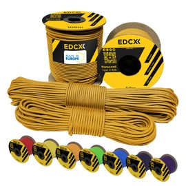 EdcX 3 mm Nylon Paracord 425 (15, 30, 50 and 100m) – 3 mm Type II, 100% Nylon Rope, 3 Strand Rope, 3 mm Nylon Rope in Many Colors (Orange Yellow, 50)