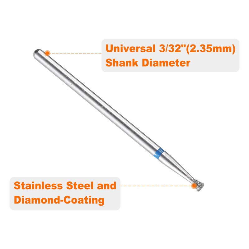 sourcing map 5pcs 120-140 Grits Diamond Grinding Bit 2.1mm Inverted